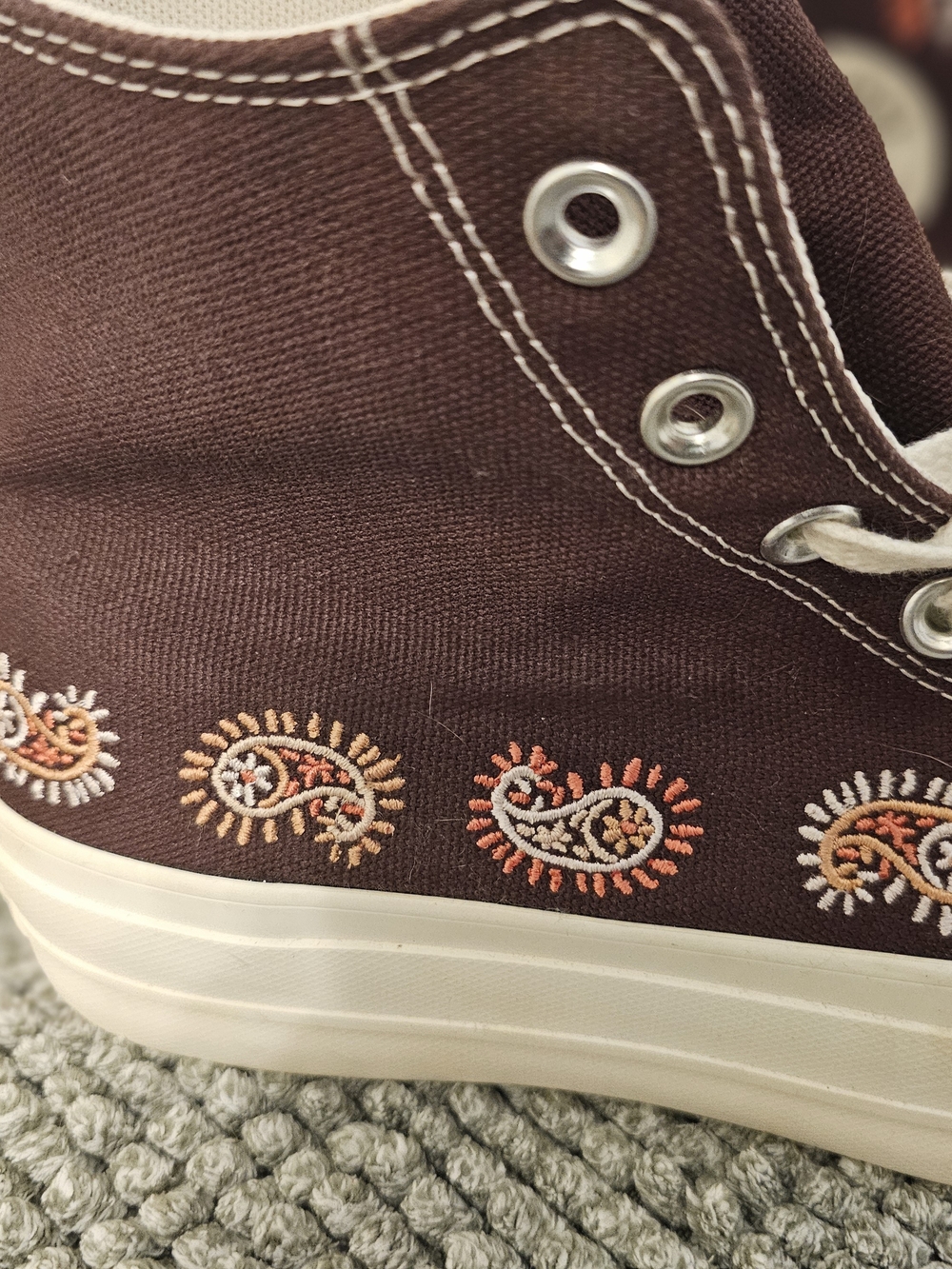 Converse Chuck Taylor High-Top Sneakers With Embroidered Paisley Accents-Brown - Picture 2 of 7